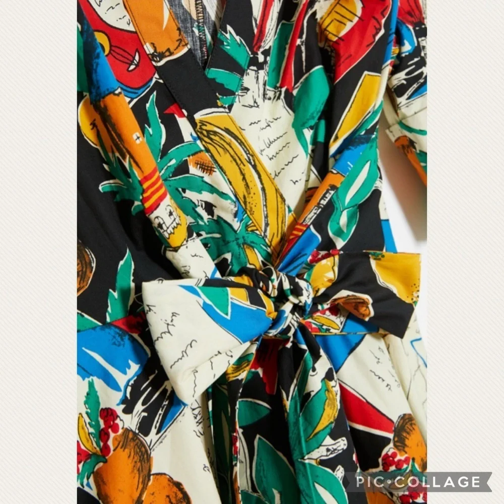 Anthro Eva Franco Alejandra Faux Wrap Mini Dress in Black Motif (Price Firm) - Picture 3 of 9